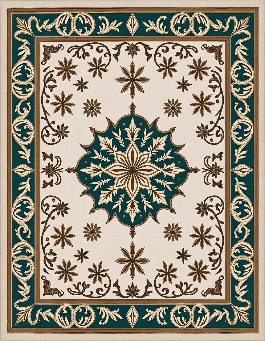 Classic Floral Medallion Border Rug