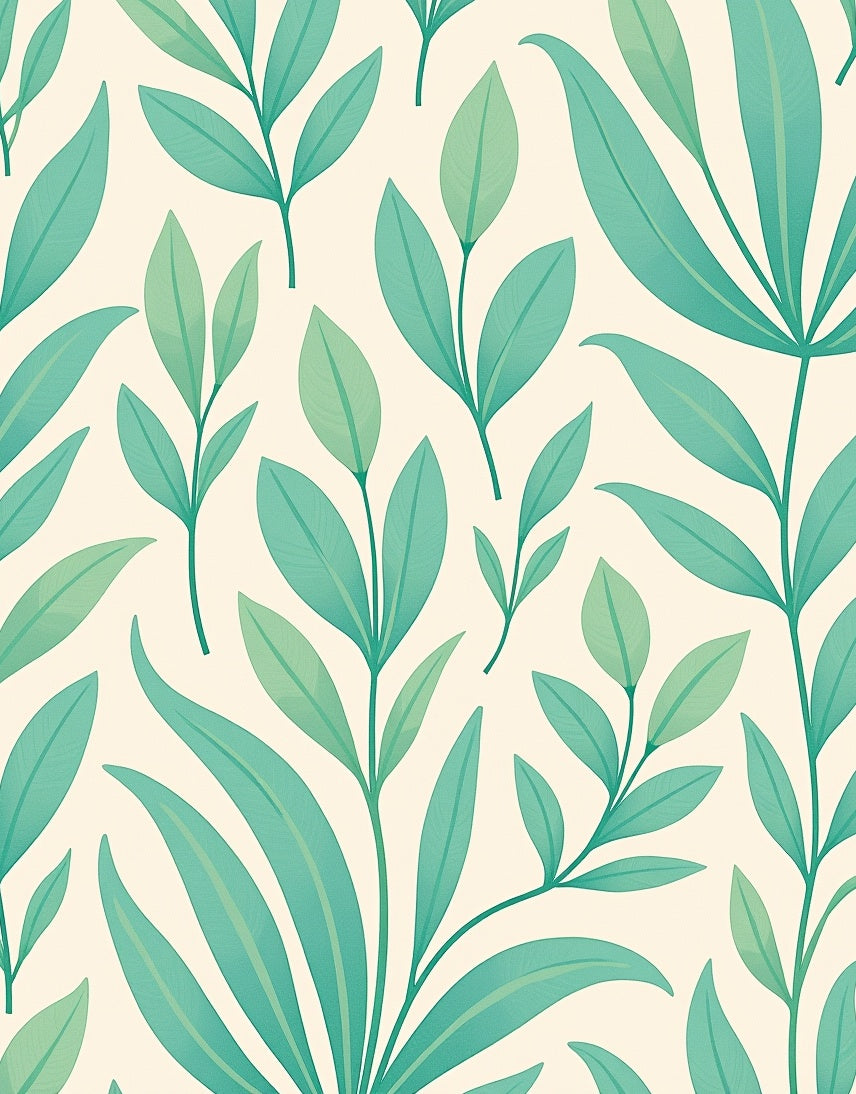 Coastal Teal Leaf Pattern Rug