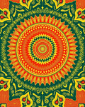 Vibrant Sunburst Geometric Mandala Design Rug