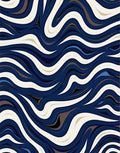 Dynamic Wavy Blue Cream Abstract Rug