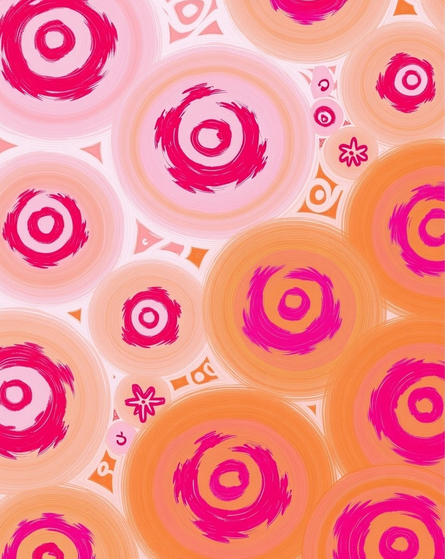 Pink Orange Target Circles Rug