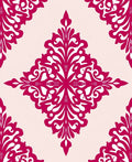 Vibrant Fushia Floral Scroll Pattern Rug