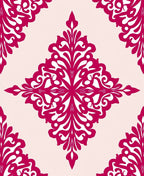 Vibrant Fushia Floral Scroll Pattern Rug