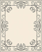 Elegant Black Swirling Floral Frame Rug