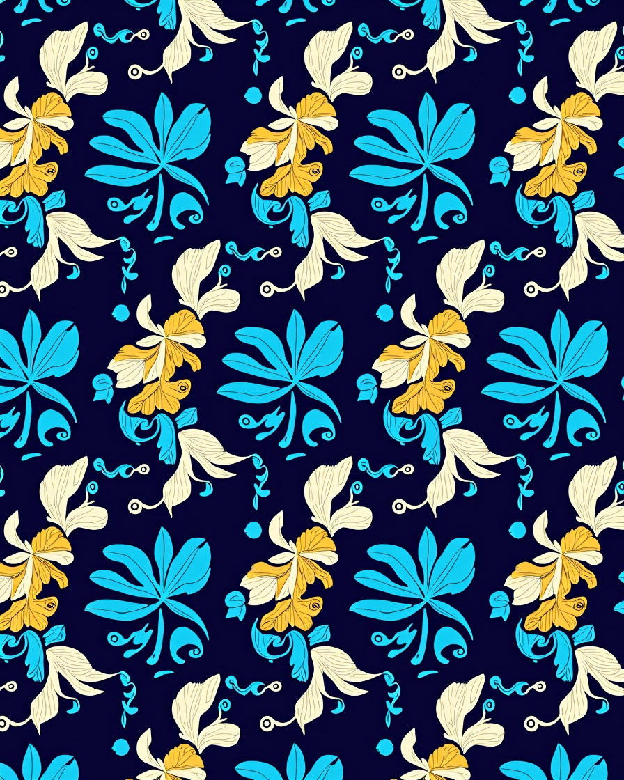 Bold Floral Pattern With Blue Gold Rug