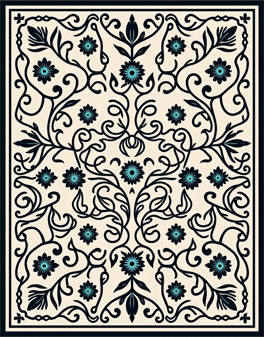 Classic Floral Vine Arabesque Pattern Rug