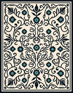 Classic Floral Vine Arabesque Pattern Rug