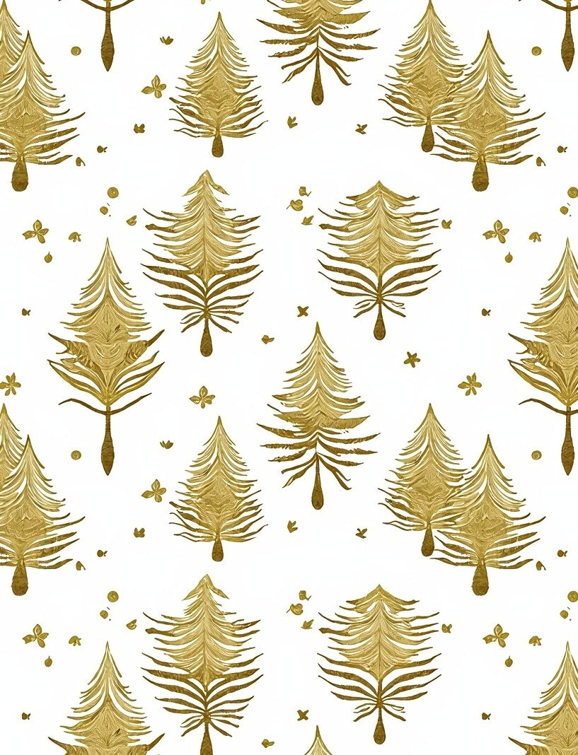 Golden Pine Tree Christmas Holiday Rug