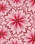 Pink Flower Outline Pattern Rug