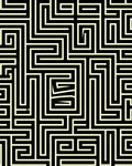 Modern Black Yellow Labyrinth Pattern Rug