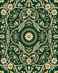 Emerald Green Floral Vine Design Rug