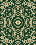 Emerald Green Floral Vine Design Rug