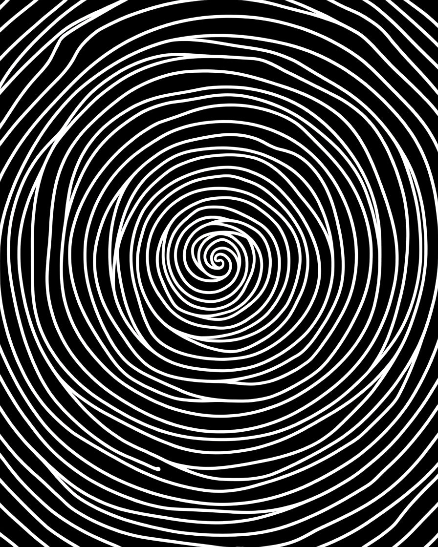 Black White Swirl Abstract Rug