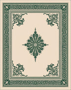 Elegant Green Floral Inlay Rug