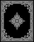 Ornate Black White Floral Frame Rug
