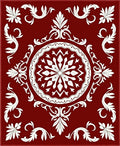 Classic Floral Medallion Red White Rug