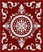 Classic Floral Medallion Red White Rug