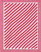 Red Pink Diagonal Stripe Border Rug