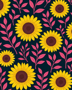 Bold Yellow Sunflower Pattern Rug