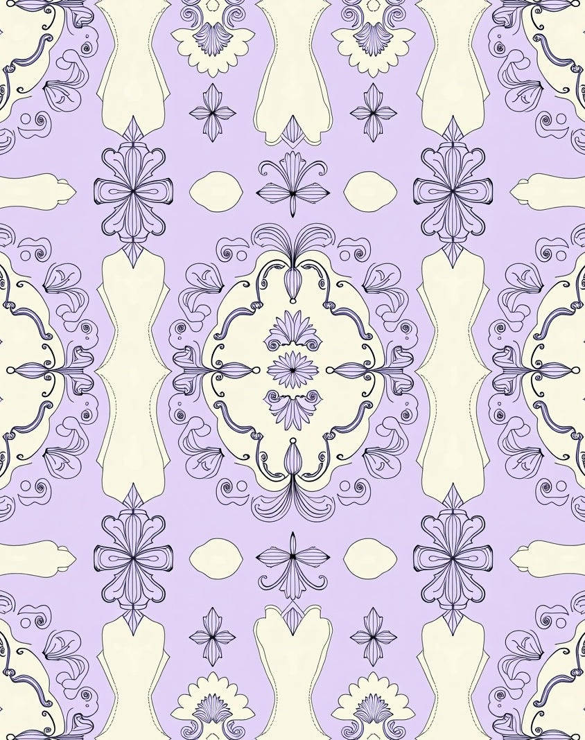 Elegant Lavender Floral Symmetry Rug