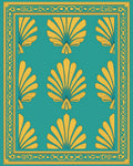 Turquoise Gold Fan Pattern Rug