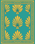 Turquoise Gold Fan Pattern Rug