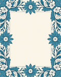 Teal Floral Decorative Border Rug