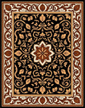 Ornate Floral Black Brown Statement Rug