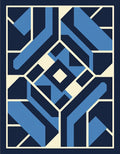Modern Blue Cream Geometric Art Rug