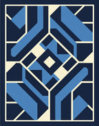 Modern Blue Cream Geometric Art Rug