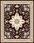 Chocolate Cream Floral Scroll Pattern Rug