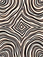 Black and Cream Abstract Wavy Rug