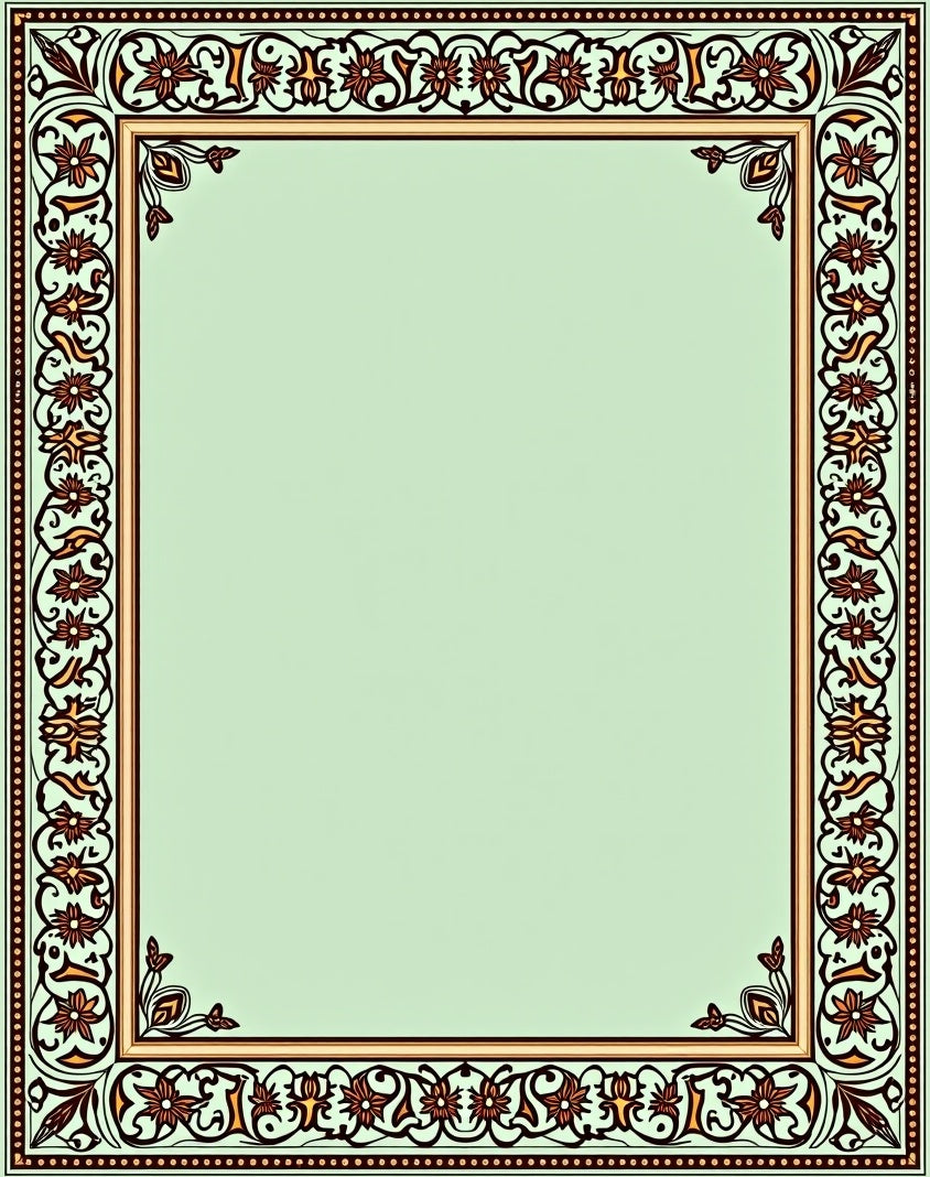 Ornate Floral Bordered Mint Rug