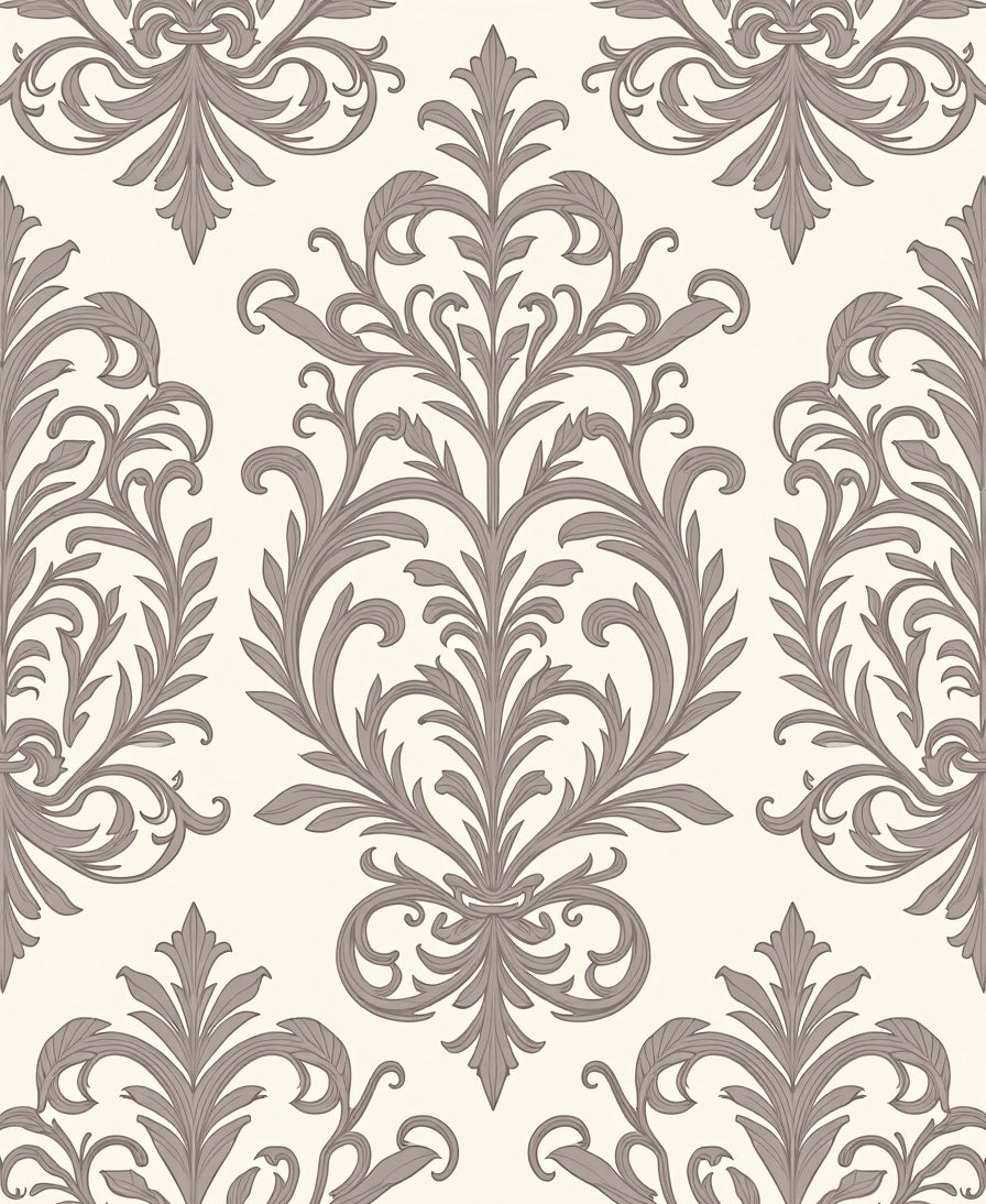 Elegant Damask Scroll Pattern Rug