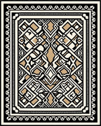 Intricate Black Cream Golden Geometric Design Rug