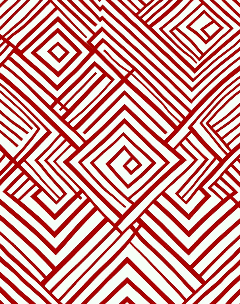 Red White Intersecting Geometric Lines Rug