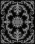 White Ornate Floral Scrollwork Rug