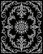 White Ornate Floral Scrollwork Rug