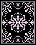 Elegant Filigree Black Pink Floral Rug