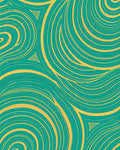 Abstract Teal Gold Swirl Pattern Rug