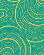Abstract Teal Gold Swirl Pattern Rug