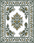 Elegant Golden Leaf Floral Design Rug