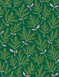 Green Pine Frond Pink Accent Rug