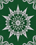 Emerald Green White Starburst Mandala Rug