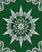 Emerald Green White Starburst Mandala Rug