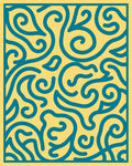 Bold Teal Swirl Organic Pattern Rug