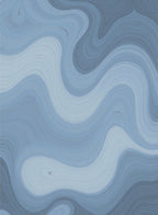 Abstract Swirling Blue Waves Rug