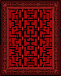 Bold Red Black Geometric Maze Rug