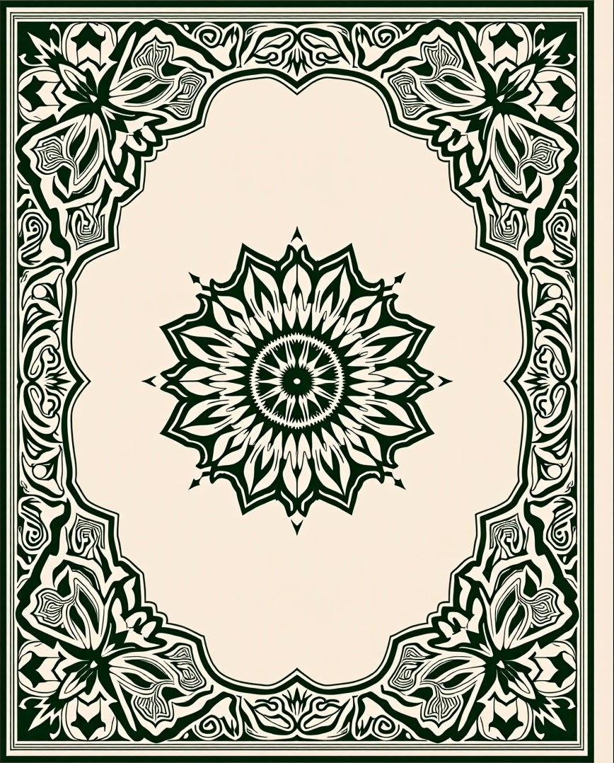 Intricate Floral Mandala Frame Rug