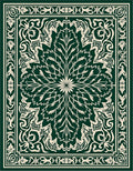 Elegant Green Botanical Medallion Rug